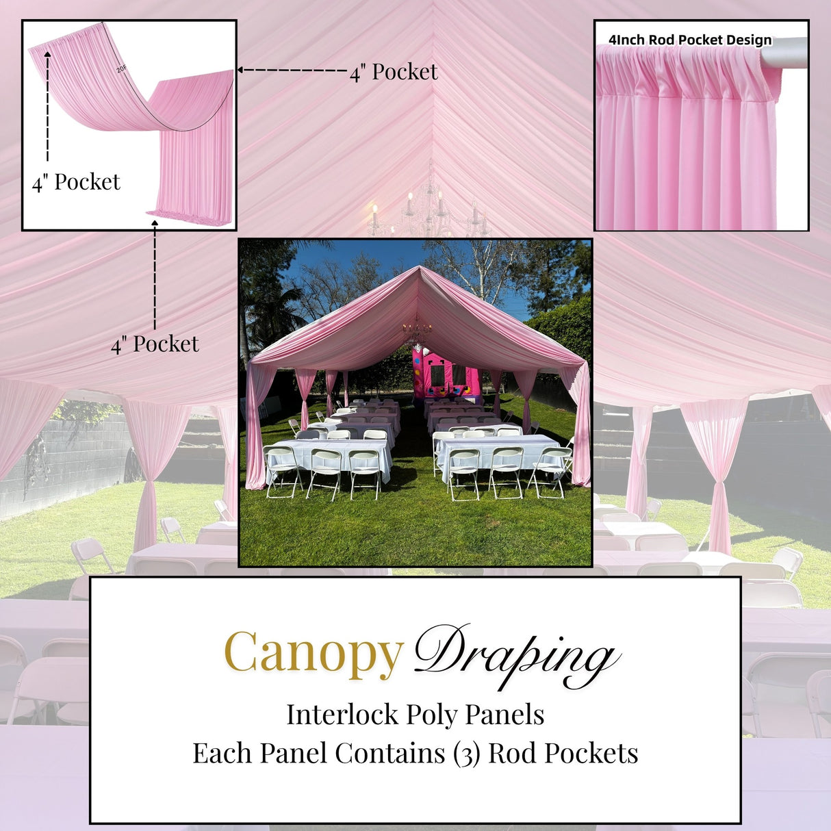 Premium Kiana Interlock Poly Canopy Draping Panel (Made in USA)