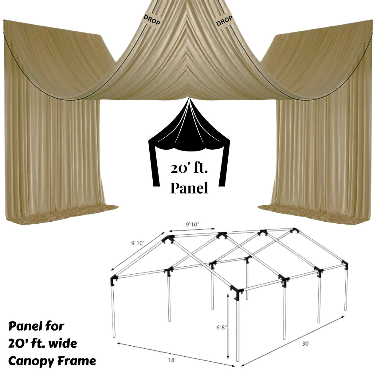 Premium Kiana Interlock Poly Canopy Draping Panel (Made in USA)