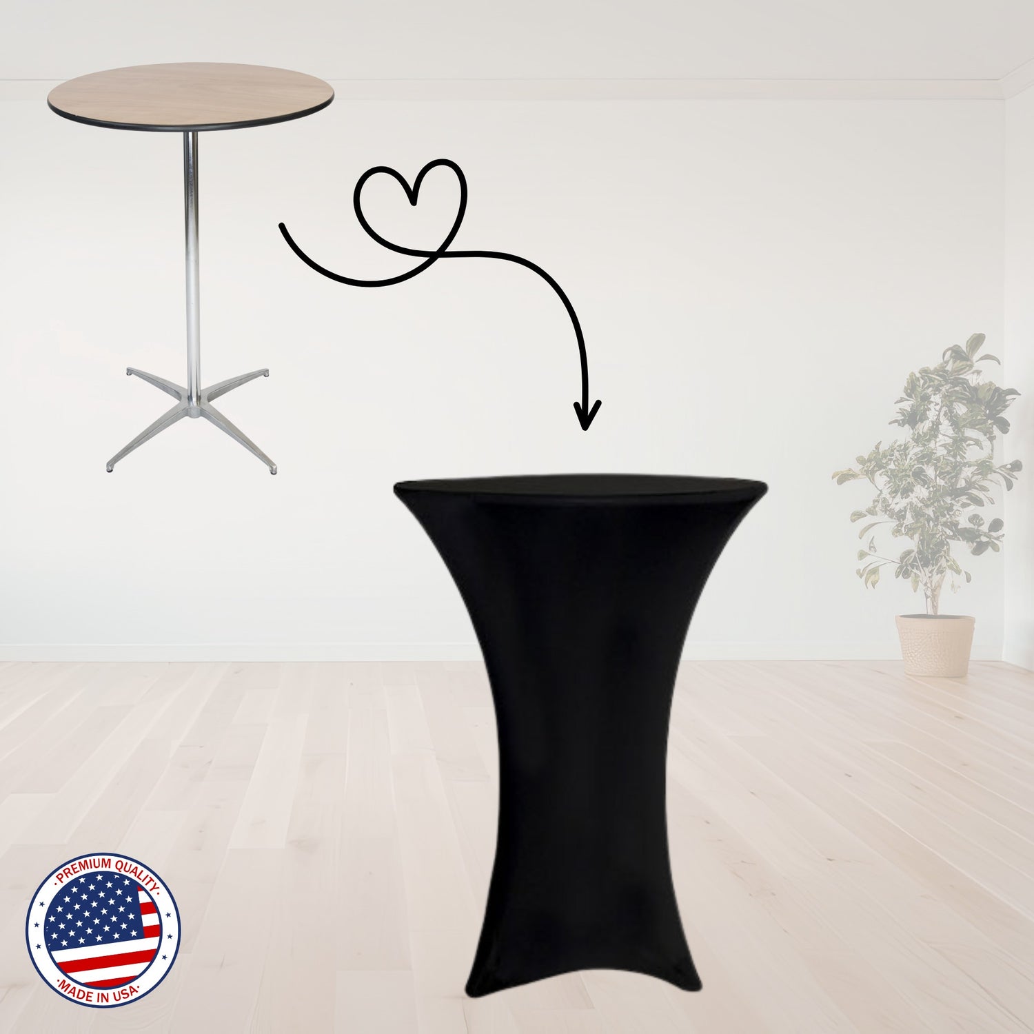 Spandex Cocktail Table Cover 30" Round (Made in USA)